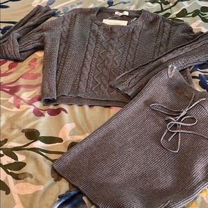 Super soft cable knit sweater and matching skirt set
